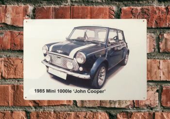 Mini 1000le 'John Cooper' edition 1985 - A5 or 203 x 304mm Aluminium Plaque - Ideal Gift for the Mini Fan.
