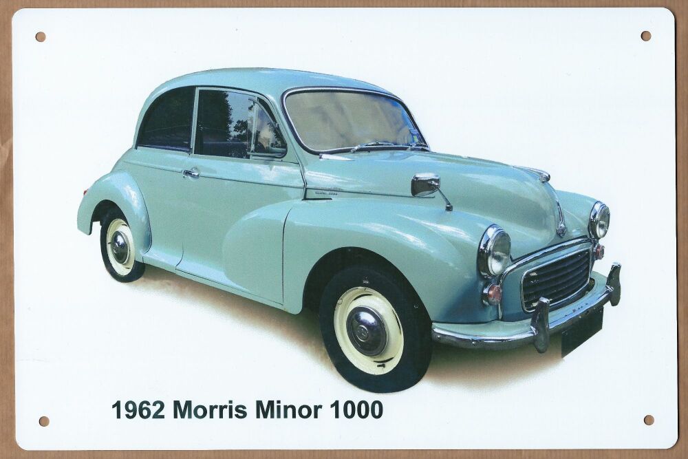 Morris Minor 1962 (Pale Blue)- Aluminium Plaque 148 x 210mm (A5) or 203 x 3