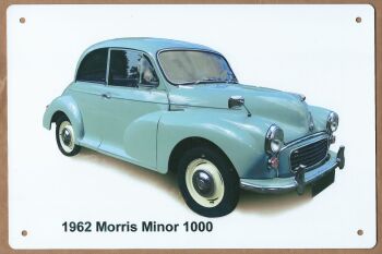 Morris Minor 1962 (Pale Blue)- Aluminium Plaque 148 x 210mm (A5) or 203 x 304mm