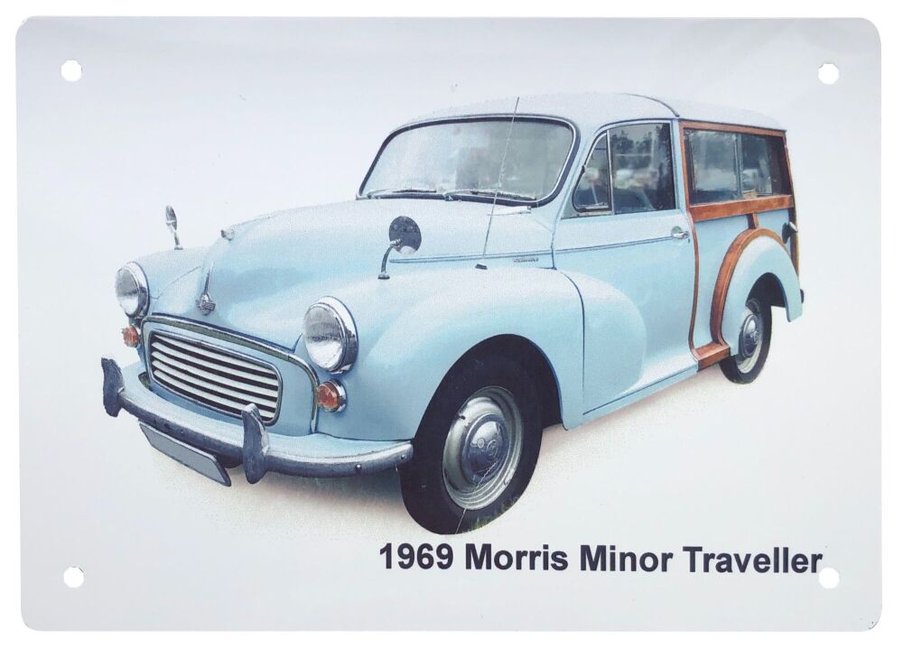 Morris Minor Traveller 1969 (Pale Blue)- Aluminium Plaque 148 x 210mm A5 or