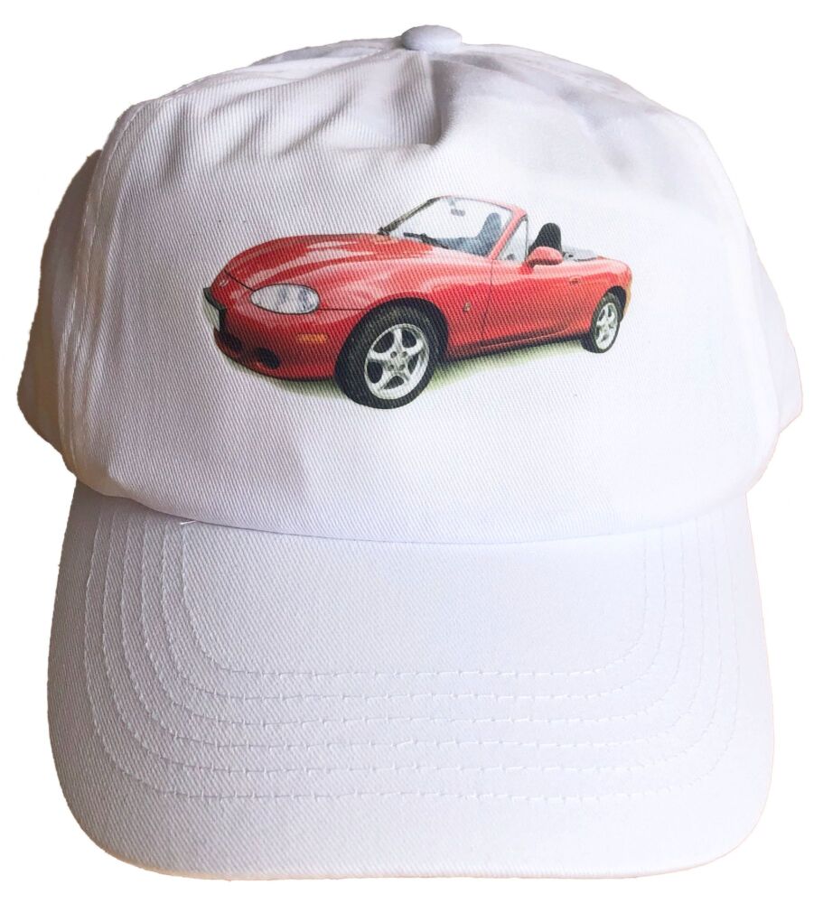 Mazda MX-5 Mk2 2003 (Red) - Baseball Cap - Sun Hat to keep the Hair Out of 