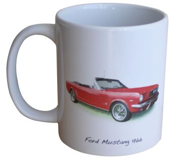 Ford Mustang Convertible 1966 - 11oz Ceramic Mug - Ideal Gift for Classic American Car Fan - Single or Set of Four(4)