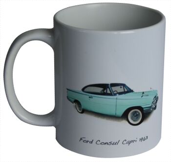 Ford Consul Capri 1963 - 11oz Ceramic Mug - Ideal Gift for Ford fan - Single or Set of Four(4)