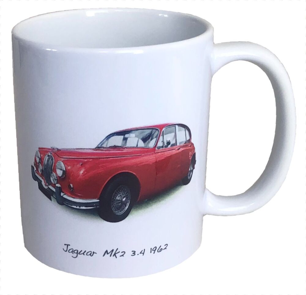 Jaguar Mk2 3.4 1962 (Red) - 11oz Ceramic Mug - Ideal Gift for the Car Enthu