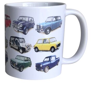 Mini Classic Cars - 11oz Ceramic Mug - Single or Set of Four (4)