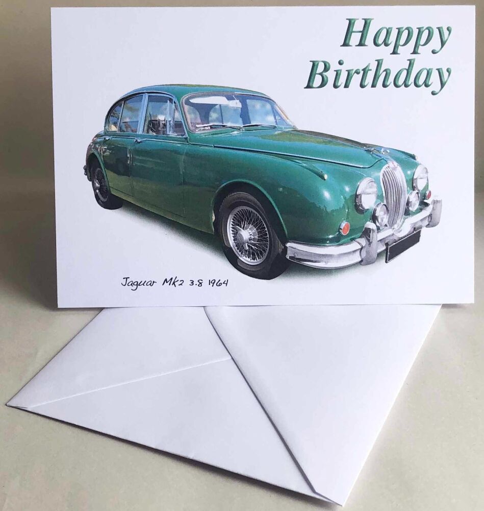 Jaguar Mk 2 3.8 1964 (Green) - Birthday, Anniversary, Retirement or Blank C