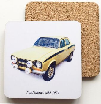 Ford Mexico Mk1 1974 - 95mm Coasters with Cork back - Single or Set of Four(4)