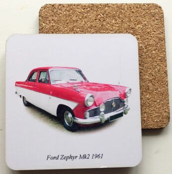Ford Zephyr Mk2 1961 - 95mm Coasters with Cork back - Single or Set of Four(4)