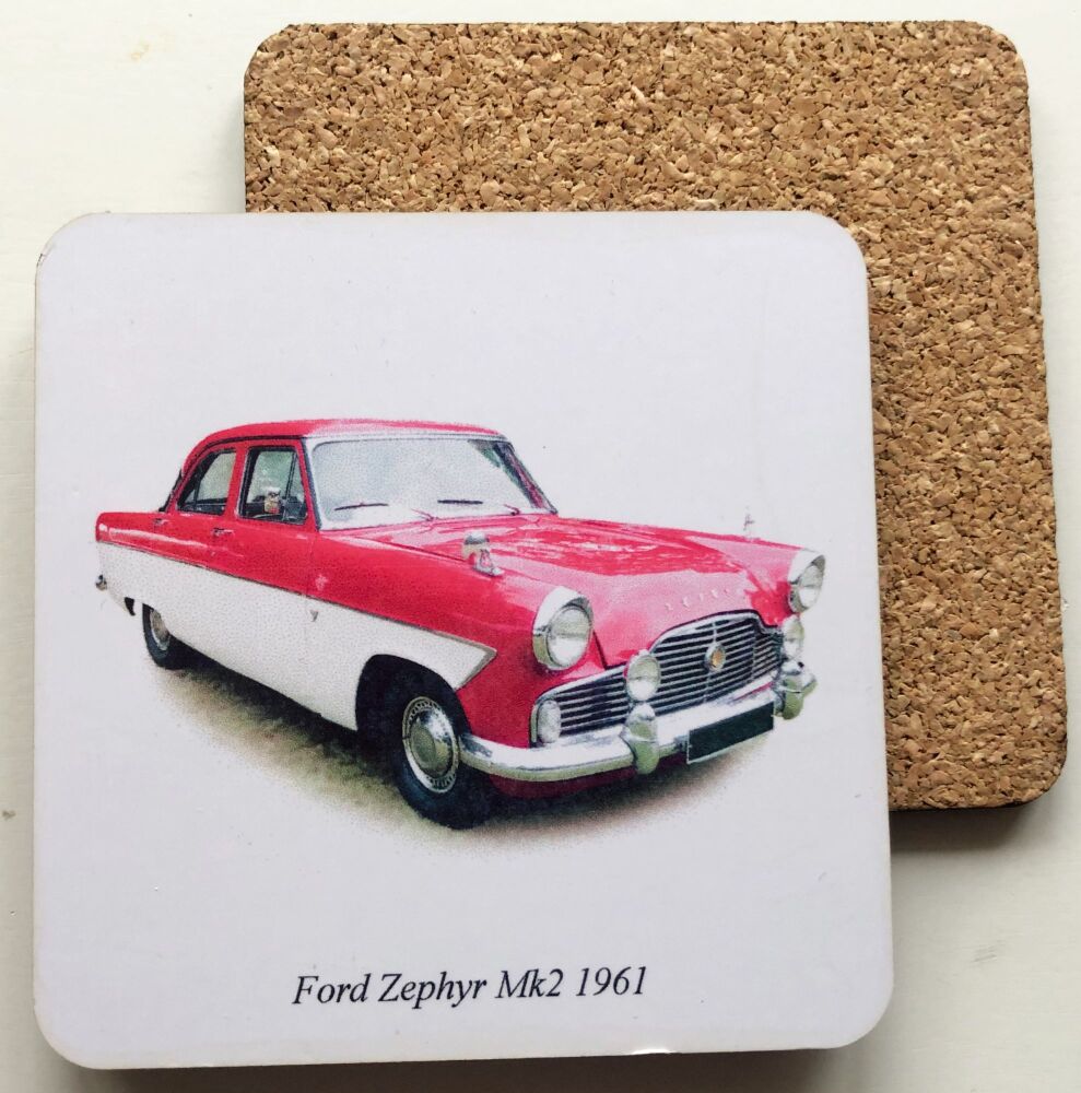 Ford Zephyr Mk2 1961 - 95mm Coasters with Cork back - Single or Set of Four
