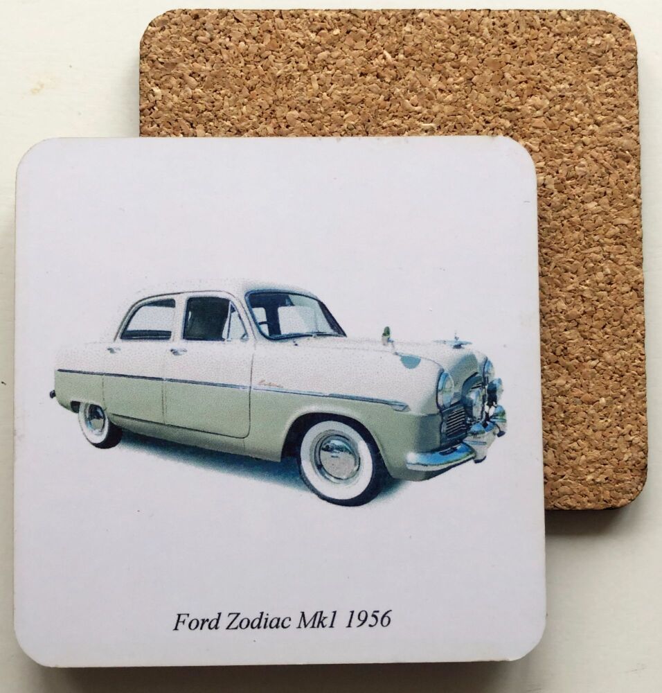 Ford Zodiac Mk1 1956 - 95mm Coasters with Cork back - Single or Set of Four
