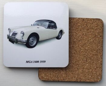 MGA 1600 1959 - 95mm Coasters with Cork back - Single or Set of Four(4)