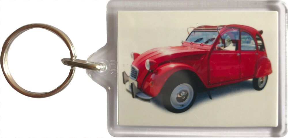 Citroen 2CV 1984 Plastic Keyring with 35 x 50mm Insert - Free UK Delivery