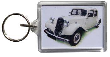 Citroen Traction Avant 1951 - Plastic Keyring with 35 x 50mm Insert - Free UK Delivery