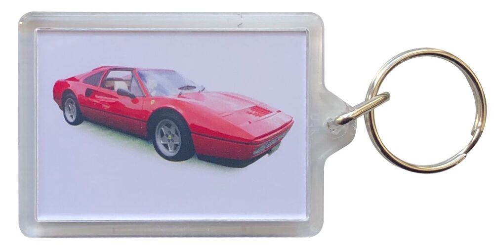 Ferrari 328GTS 1987 - Plastic Keyring with 35 x 50mm Insert - Free UK Deliv
