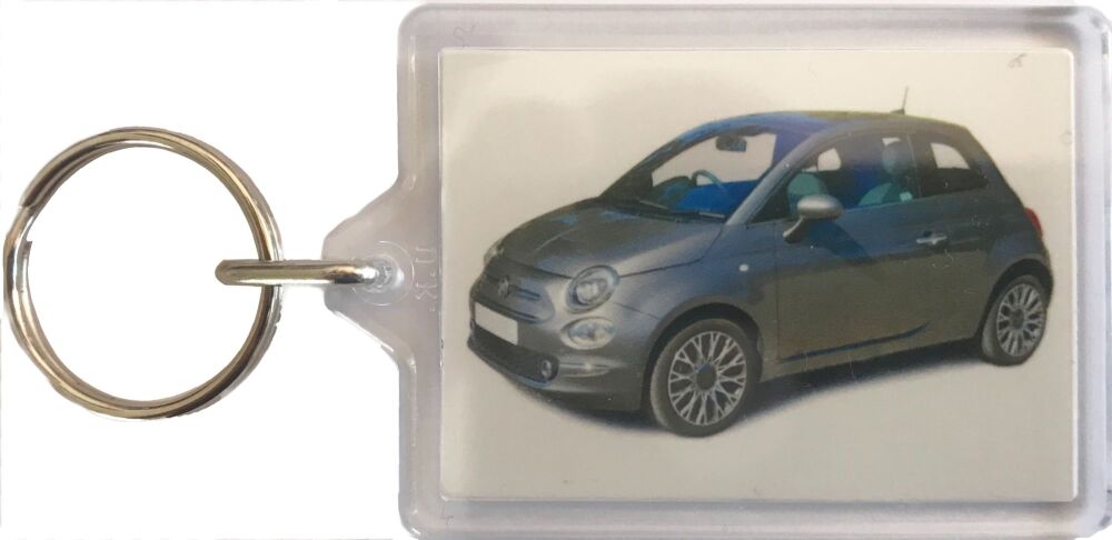 Fiat 500 1.2L 2020 - Plastic Keyring with 35 x 50mm Insert - Free UK Delive