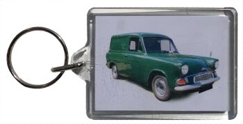 Ford Anglia Van 1966 - Plastic Keyring with 35 x 50mm Insert - Free UK Delivery