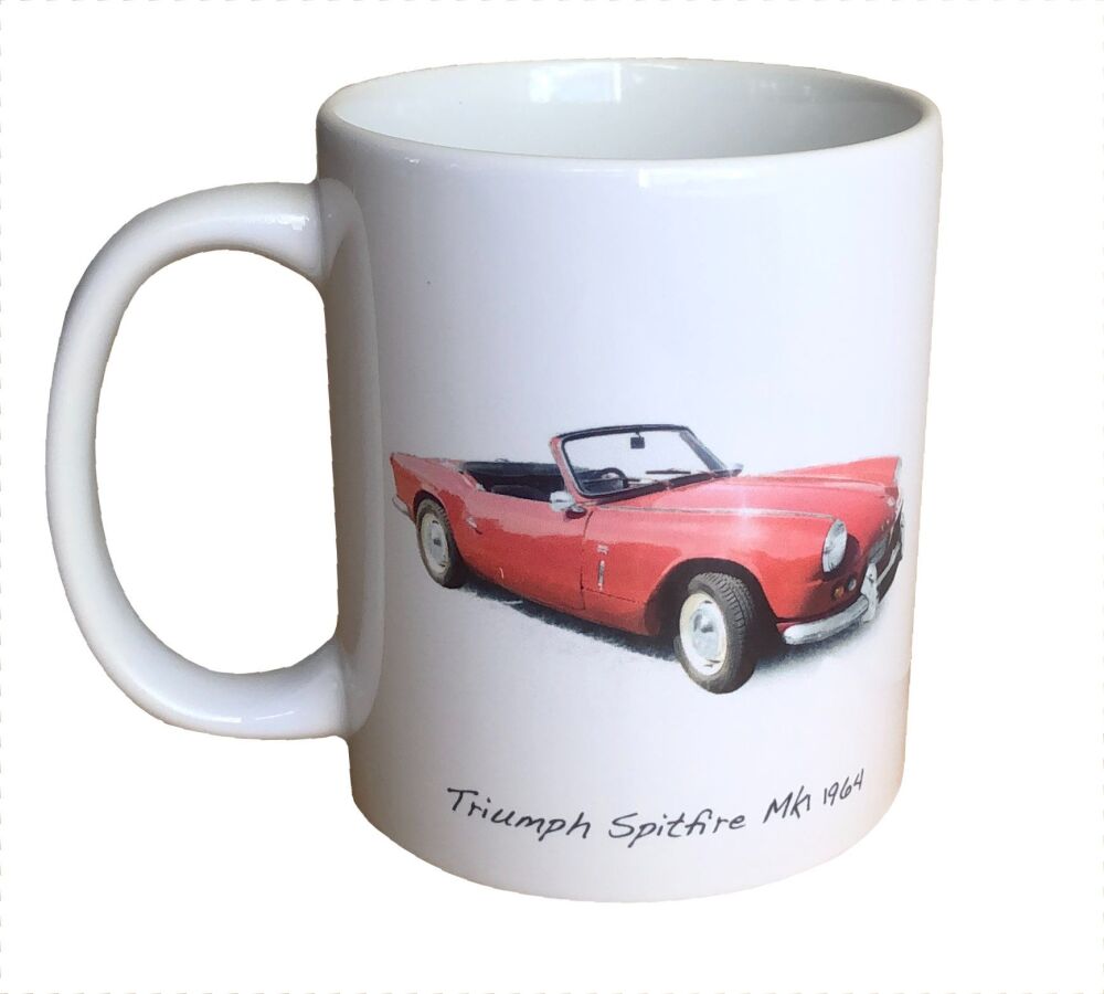 Triumph Spitfire Mk1 1964  - 11oz Ceramic Mug - Ideal Gift for the Sports Car Enthusiast - Single or Set of Four(4)