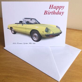 Alfa Romeo Spider Series 2 1971 - Birthday, Anniversary, Retirement or Blank Card & Envelope