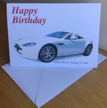 Aston Martin Vantage V8 2010 - Birthday, Anniversary, Retirement or Blank Card & Envelope