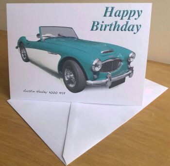 Austin Healey 3000 1959 - Birthday, Anniversary, Retirement or Blank Card & Envelope