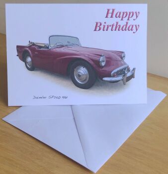 Daimler SP250 (Dart) 1961 - Birthday, Anniversary, Retirement or Blank Card & Envelope
