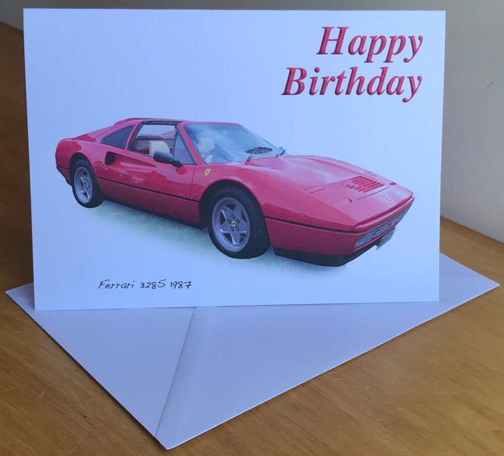 Ferrari 328 GTS 1987 - Birthday, Anniversary, Retirement or Blank Card & En