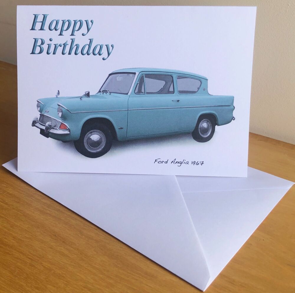 Ford Anglia 1967 - Birthday, Anniversary, Retirement or Blank Card & Envelo