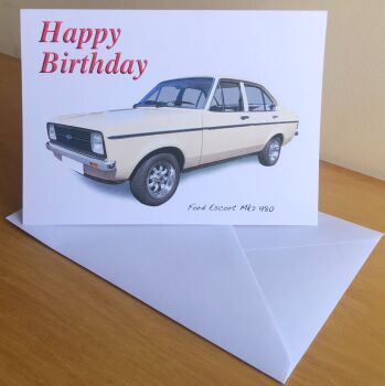 Ford Escort Mk2 1300 1980 - Birthday, Anniversary, Retirement or Blank Card & Envelope