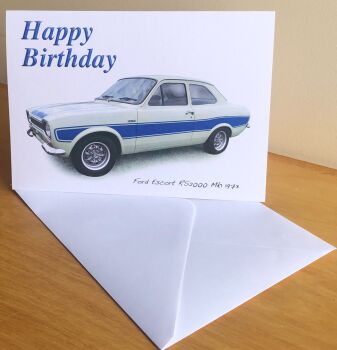 Ford Escort RS2000 Mk1 1973 - Birthday, Anniversary, Retirement or Blank Card & Envelope