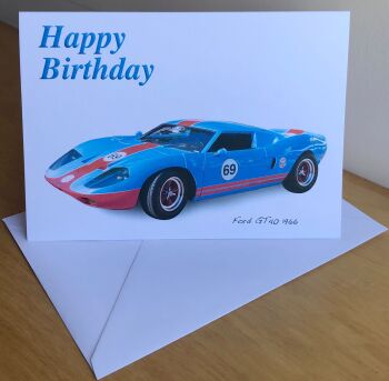 Ford GT40 - Birthday, Anniversary, Retirement or Blank Card & Envelope