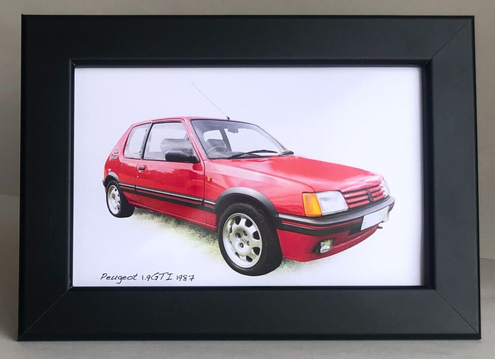 Peugeot 1.9GTI 1987 - Photograph (4x6in) in Black or White Coloured Frame -