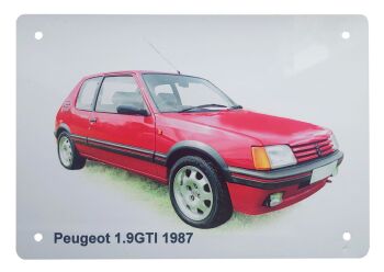 Peugeot 1.9GTI 1987 - Aluminium Plaque (A5 or 203x304mm) - Present for the Car Enthusiast