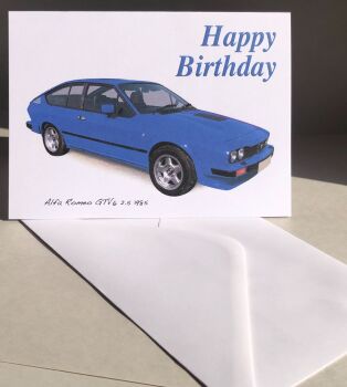 Alfa Romeo GTV6 2.5 1985 1972 - Birthday, Anniversary, Retirement or Blank Card & Envelope