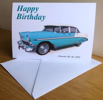 Chevrolet BelAir 1956 - Birthday, Anniversary, Retirement or Blank Card & Envelope