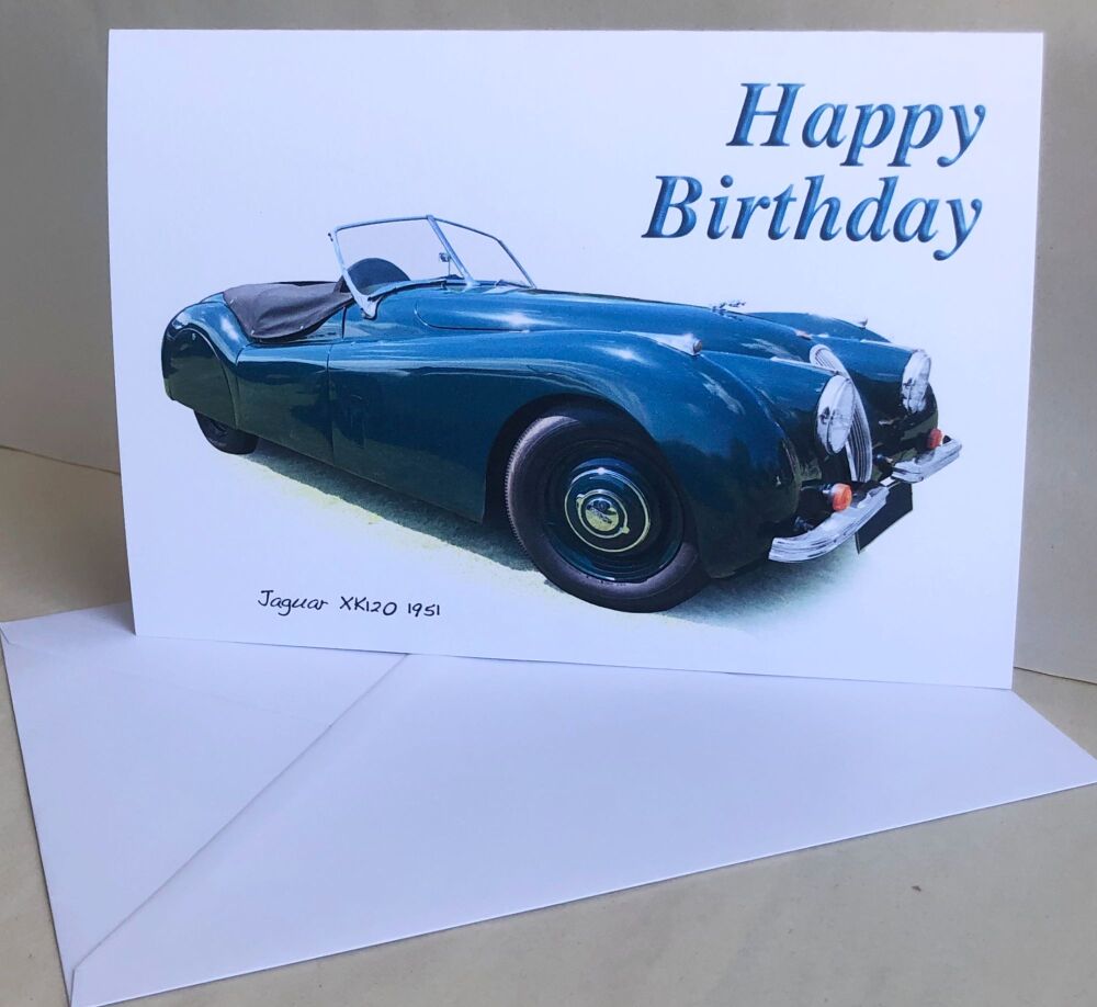 Jaguar XK120 1951 - Birthday, Anniversary, Retirement or Blank Card & Envel