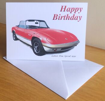 Lotus Elan Sprint 1972 (Red)- Birthday, Anniversary, Retirement or Blank Card & Envelope