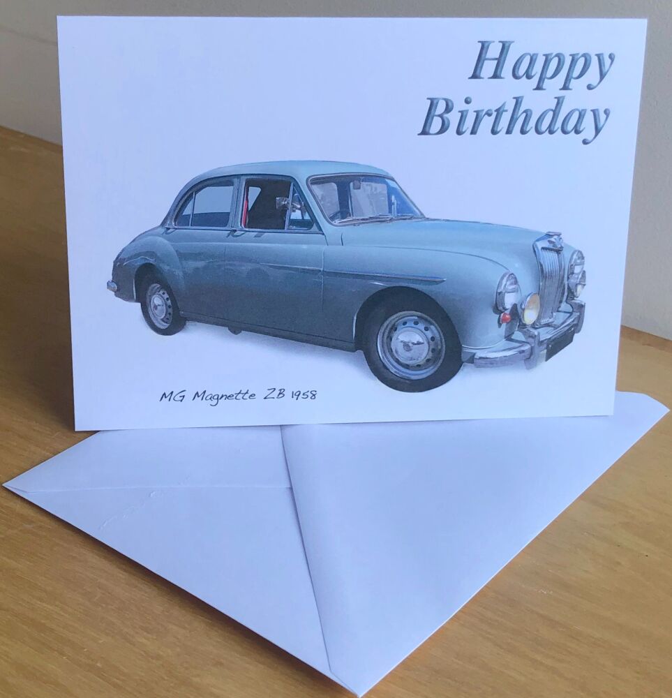 MG Magnette ZB 1958 - Birthday, Anniversary, Retirement or Blank Card & Env