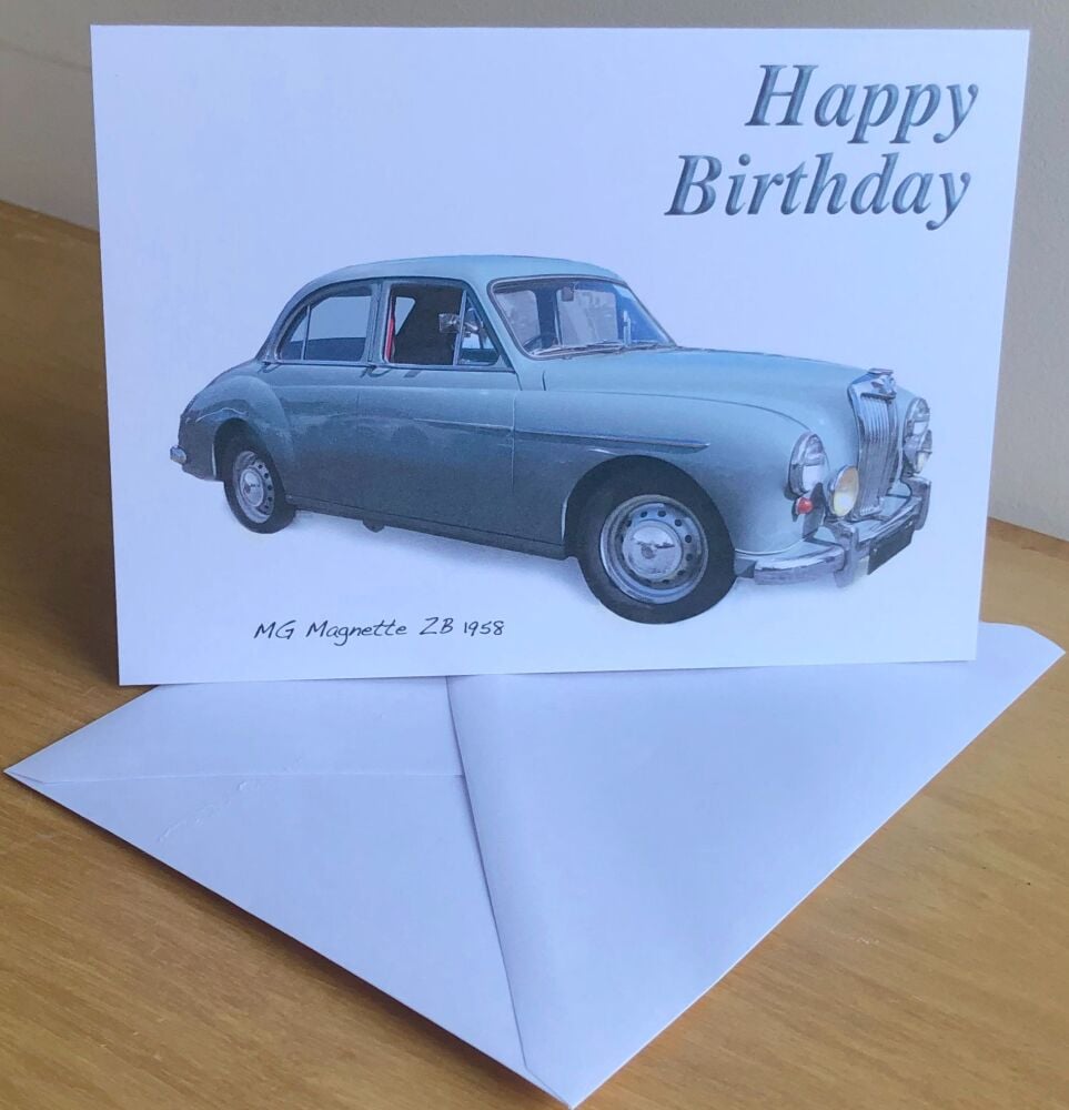 MG Magnette ZB 1958 - Birthday, Anniversary, Retirement or Blank Card & Envelope