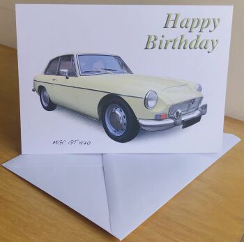 MGC GT 1970 - Birthday, Anniversary, Retirement or Blank Card & Envelope