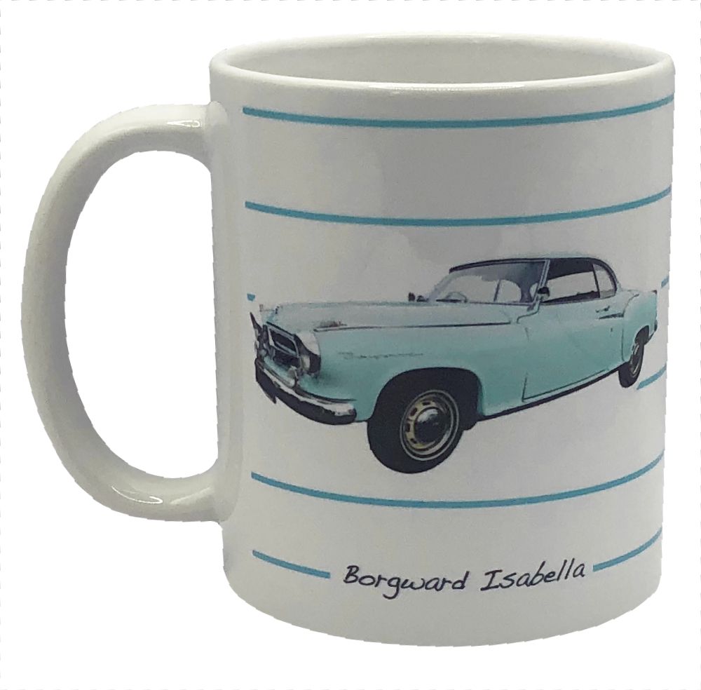 Borgward Isabella 1960 - 11oz Ceramic Mug - Plain or Design with Lines - Single or Set of Four(4)