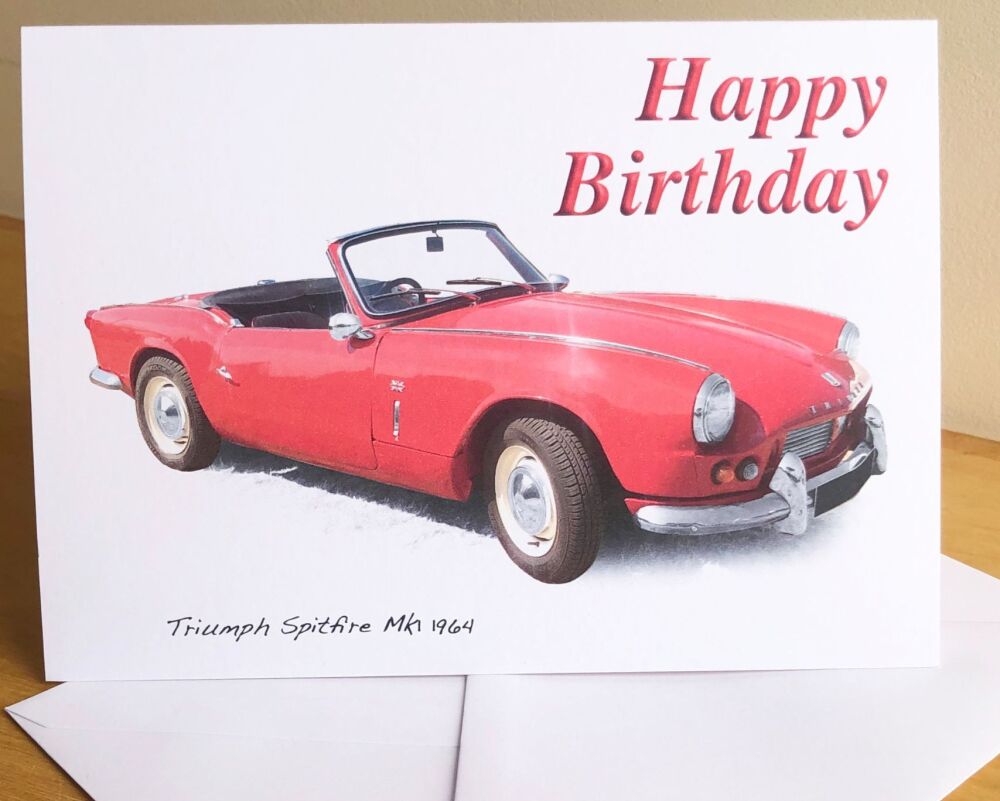 Triumph Spitfire Mk1 1964 - Birthday, Anniversary, Retirement or Blank Card