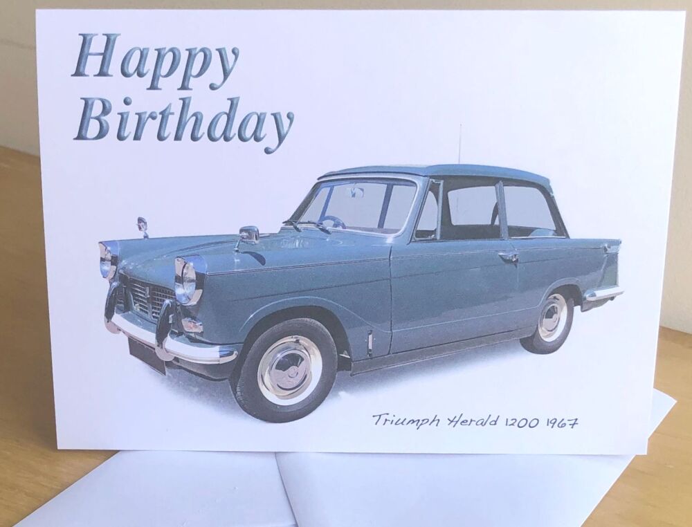 Triumph Herald 1200 1967- Birthday, Anniversary, Retirement or Blank Card &