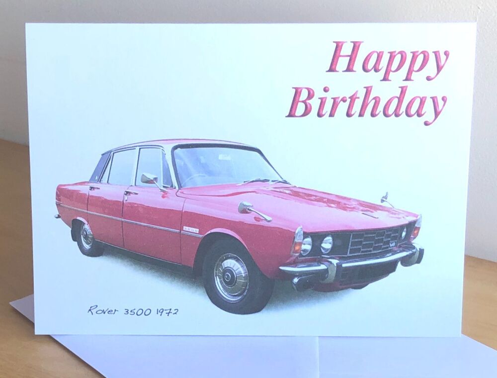 Rover 3500 P6 1972 (Red) - Birthday, Anniversary, Retirement or Blank Card 