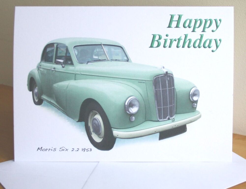 Morris Six 2.2 1953 - Birthday, Anniversary, Retirement or Blank Card & Envelope