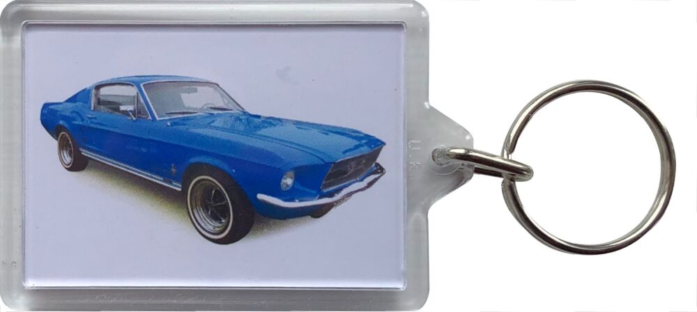 Ford Mustang GTA Fastback 1967 - Plastic Keyring with 35 x 50mm Insert - Free UK Delivery