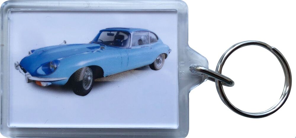 Jaguar E-Type Mk2 Coupe - Plastic Keyring with 35 x 50mm Insert - Free UK Delivery