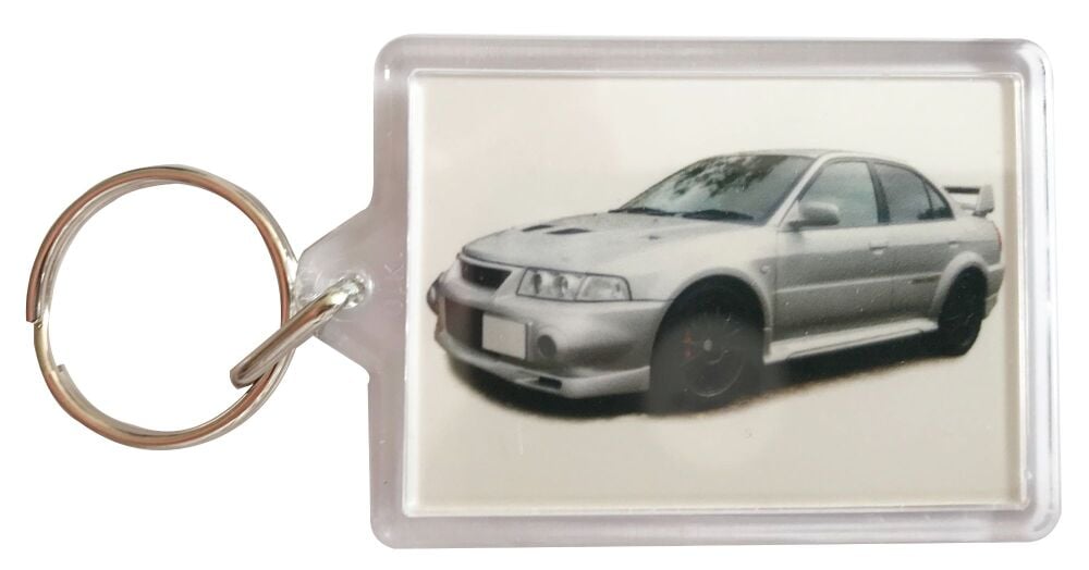 Mitsubishi Evolution 6 1999 - Plastic Keyring with 35 x 50mm Insert - Free UK Delivery