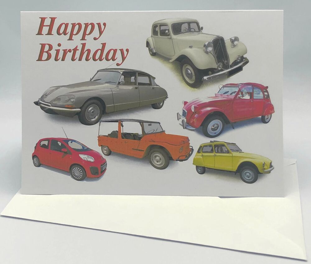 Citroen Classic Cars - Birthday, Anniversary, Retirement or Blank Card & Envelope