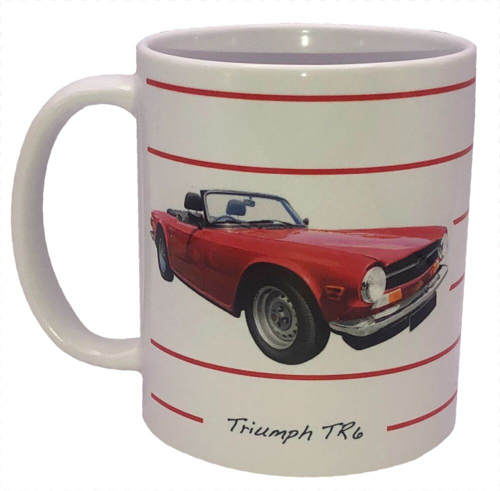 Triumph TR6 1973 -  11oz Ceramic Mug Design - Stripe Design - Ideal Gift for Soft Top Fan - Single or Set of Four(4)