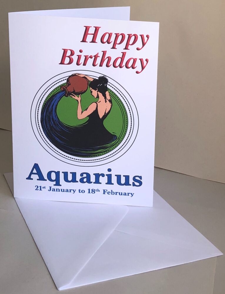 Aquarius - The Water Bearer - Birthday or Plain Card & Envelope